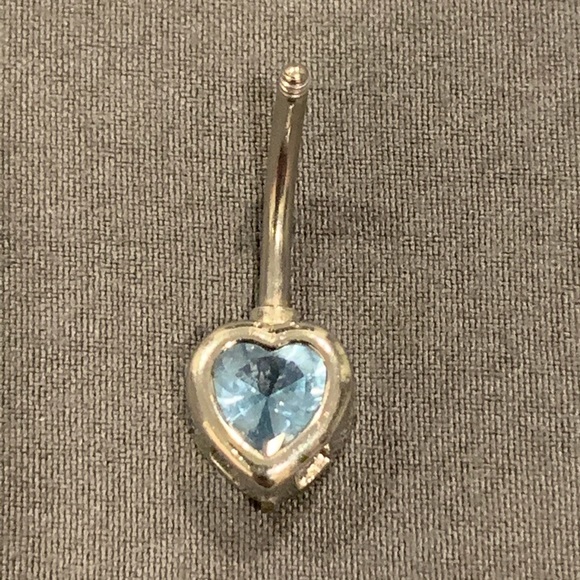 Jewelry - Belly Button Ring Heart Shaped light blue stone